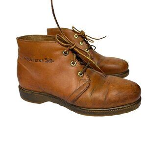 Wolverine Brown Leather Oil Resistant Sole Men's Sz 8 Ankle Boots USA